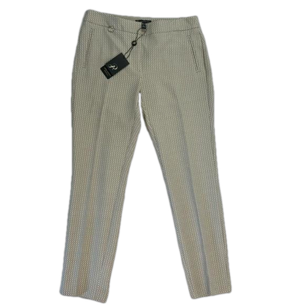 NWT Adrianna Papell Taupe Geometric Print Pants Size 4